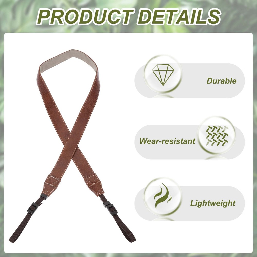 Camera Strap, PU Leather Adjustable Camera Neck Strap Brown