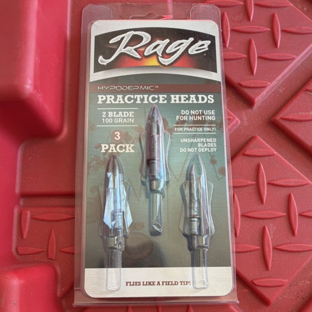Rage Hypodermic Practice Heads 2-Blade 100 Grain for Compound Bow 3 Pack