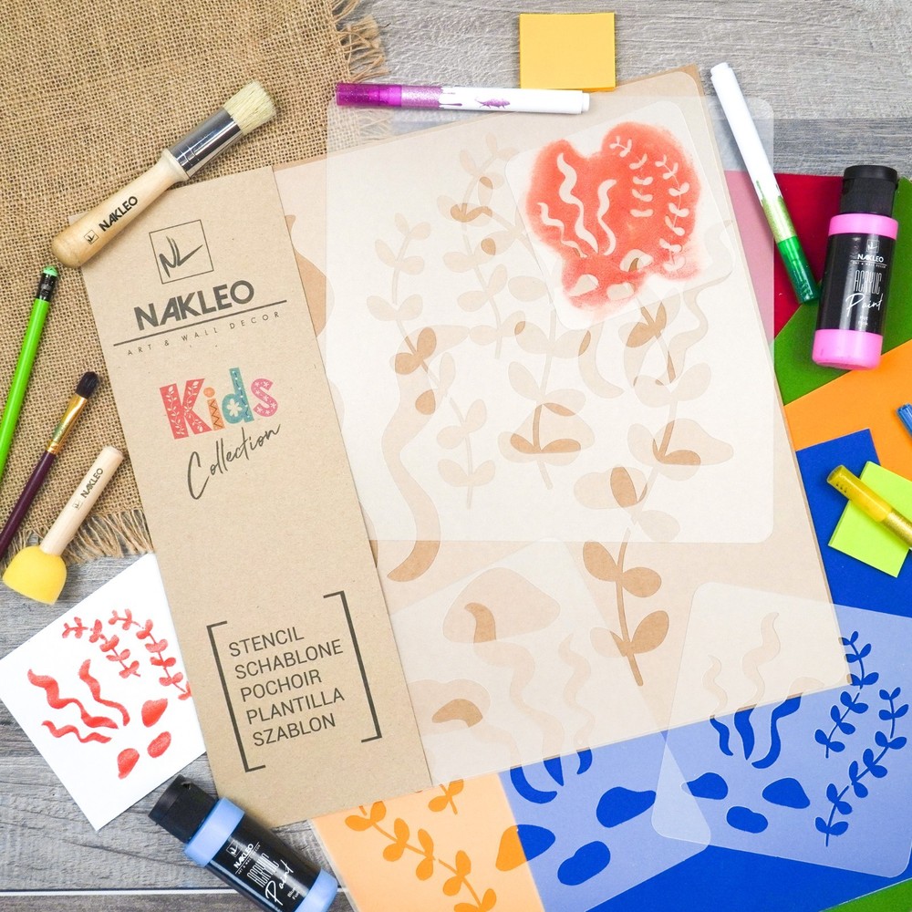 KIDS Reusable Plastic Stencils (5 pcs) // SEAWEED - ALGAE