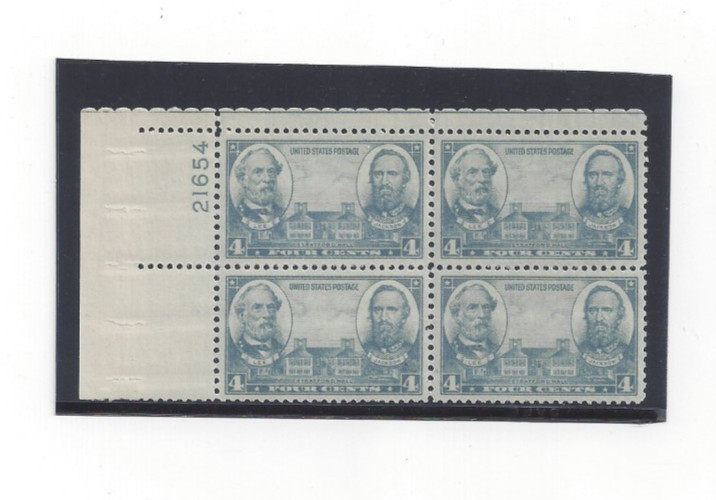 SCOTT STAMP # 788 LEE AND JACKSON 4 CENT MINT PLATE BLOCK - MNH-OG-XF