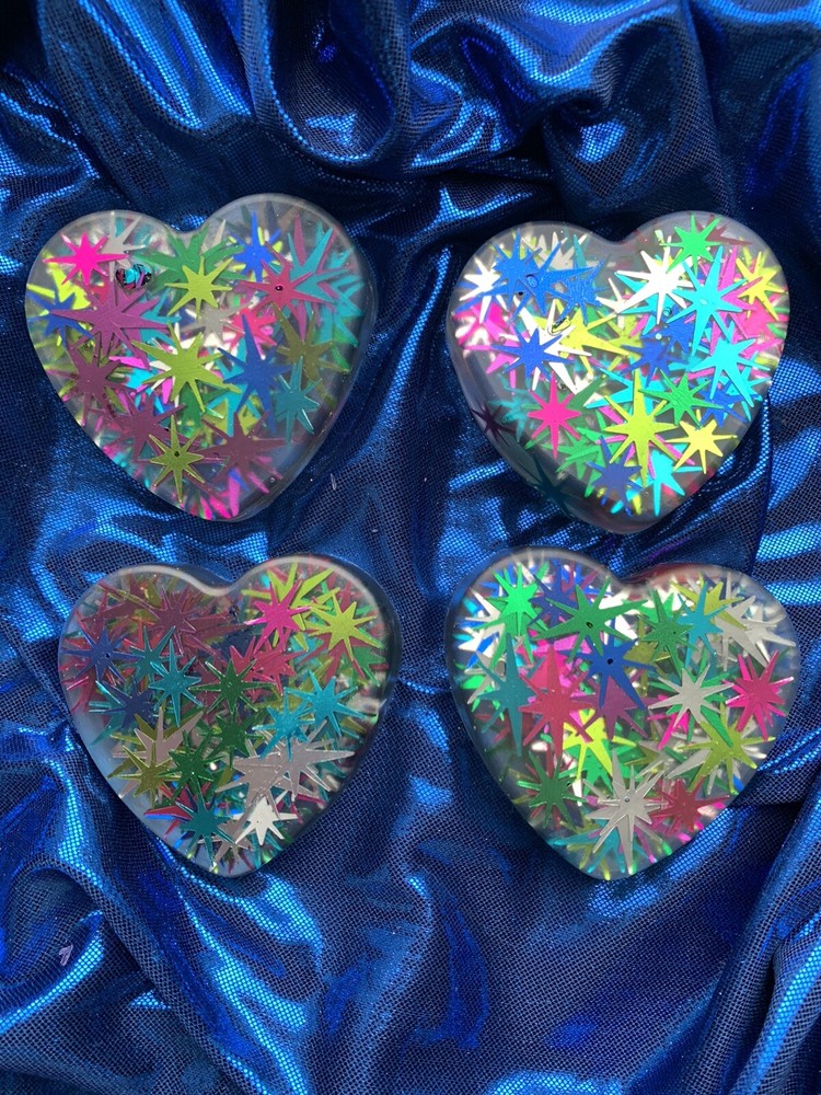Handmade Starburst Heart Magnets.