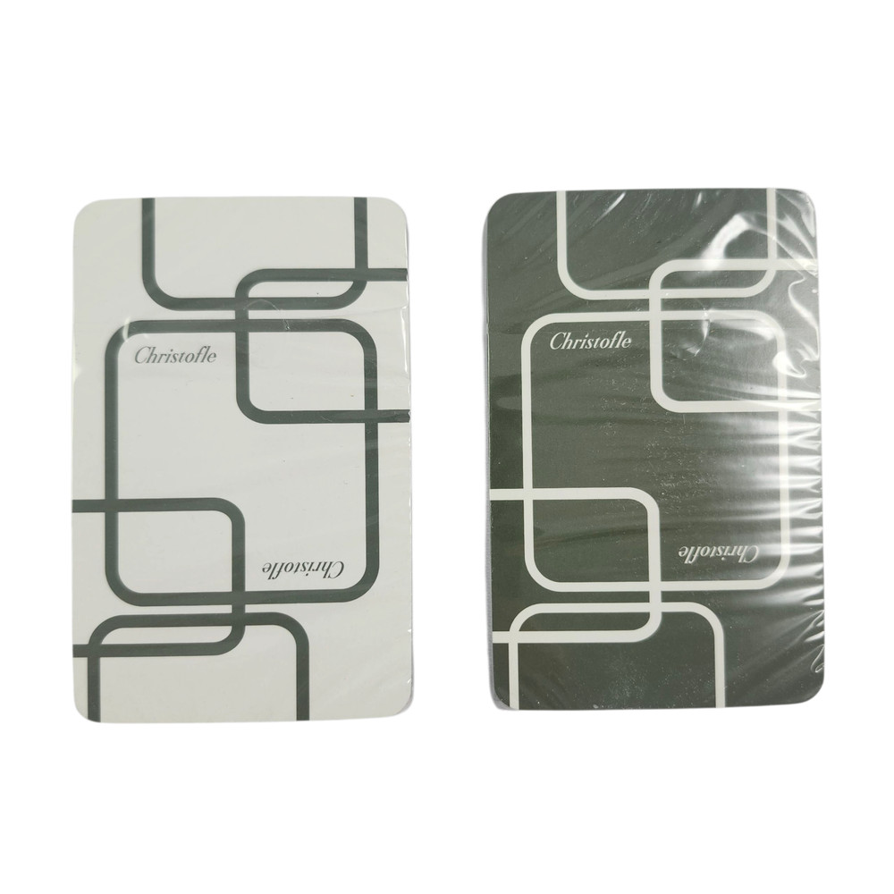 Christofle Hammered Silver Plate & Lacquer Box Set with 2 Decks Playing Cards