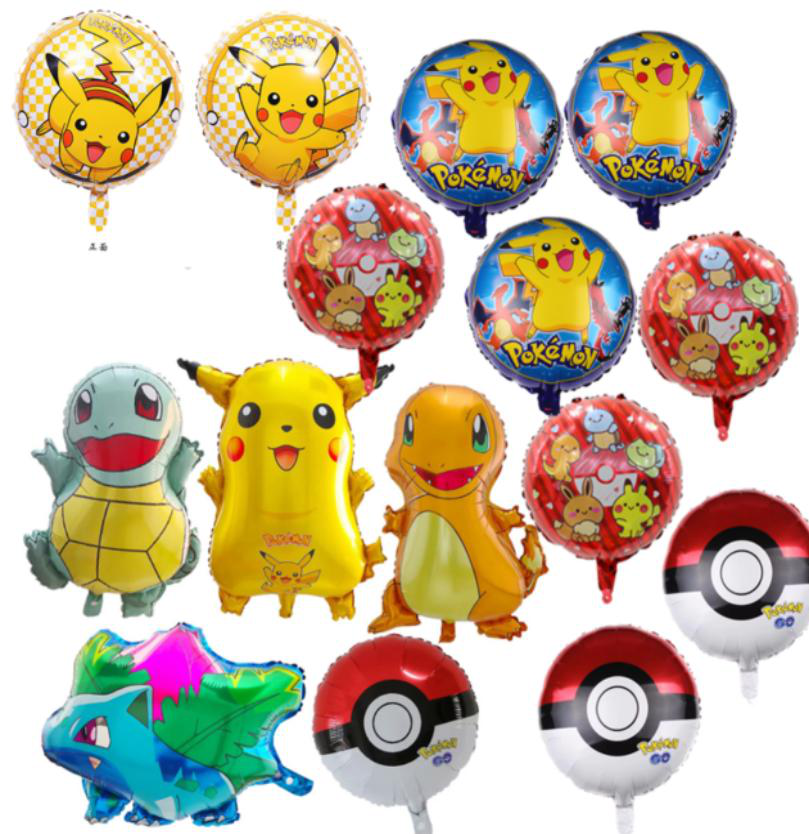 15 Pcs Balloons Pokemon Cartoon Foil Balloons for Kids Party Birthday Decor