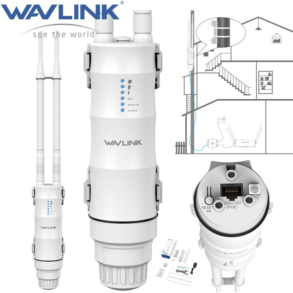WAVLINK Outdoor WiFi Extender Router Long Range WiFi Repeater 300/600/1200Mbps