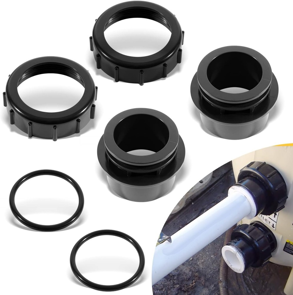 2Pack 270100 Black Pool Valve Adaptor Replacement Kit Fits Pentair D.E. Filter