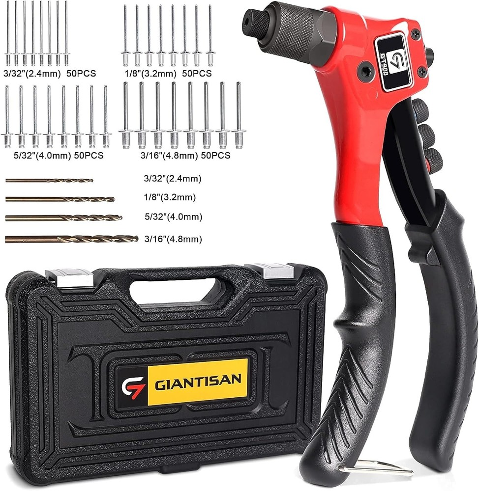 Rivet Gun Kit with 200 Rivets & 4 Bits
