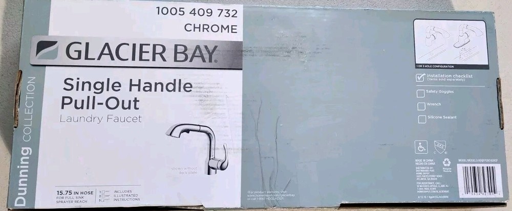 Dunning Single-Handle Pull-Out Laundry Faucet with Dual Spray Function in Chrome