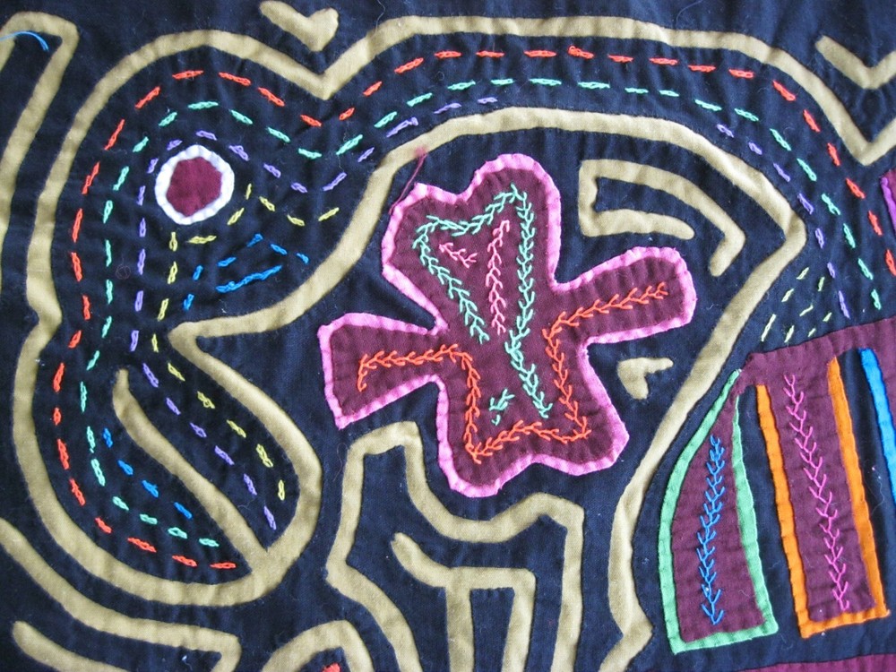 Kuna Native Hand-Stitch Panama Mola E1308 Complex Carnivore