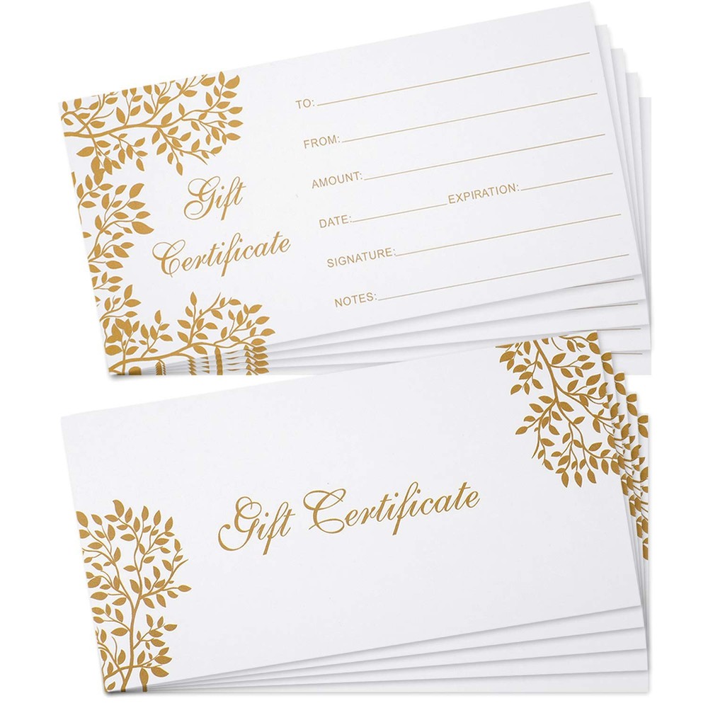 50 Pcs Blank Gift Certificates