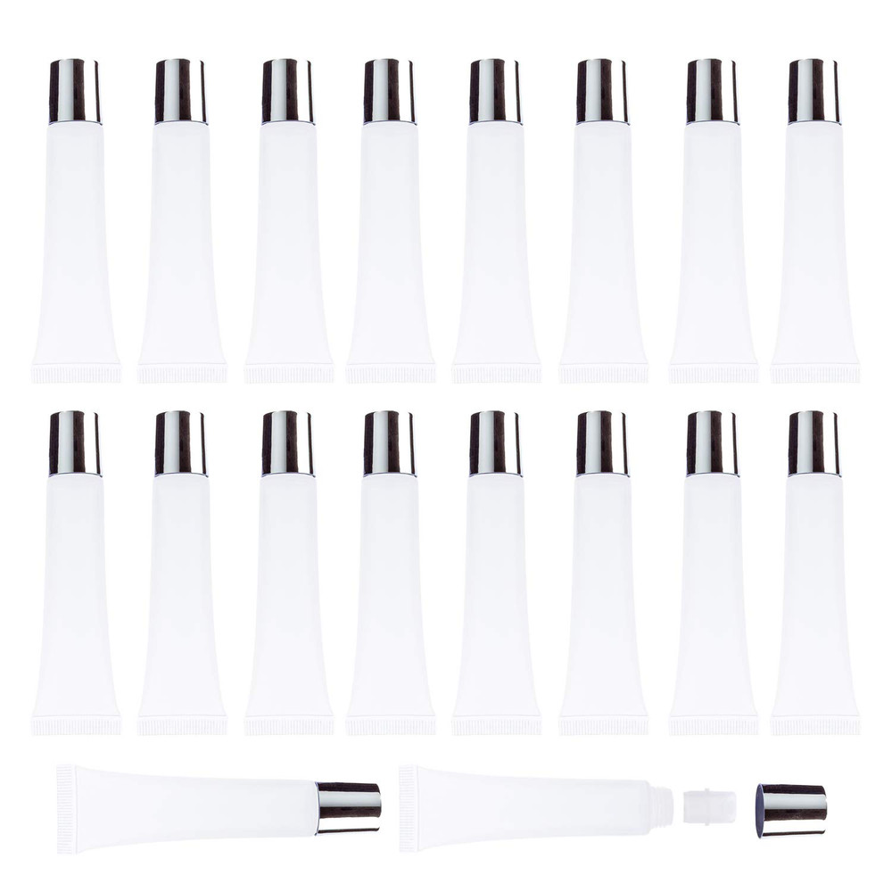 50Pcs 15ml Lip Gloss Squeeze Tubes, Silver Lip Gloss Containers Empty, Refillabl
