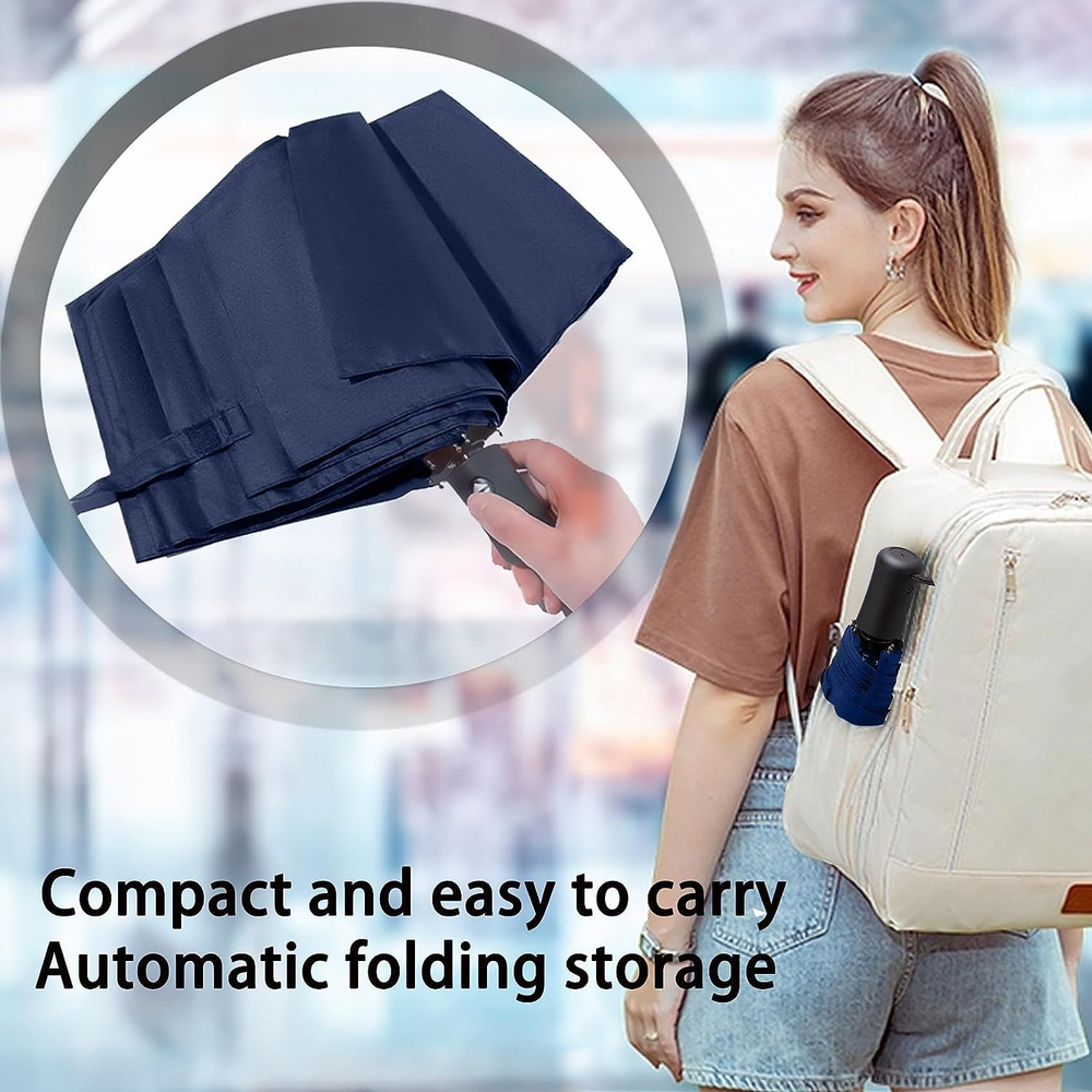 SIEPASA Windproof Travel Compact Umbrella-Automatic Small Size, Navy Blue