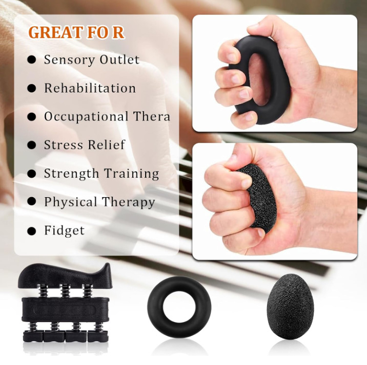 Grip Trainers, Devices for Strength Training, Grip and Hand Exercises (5-Pack)