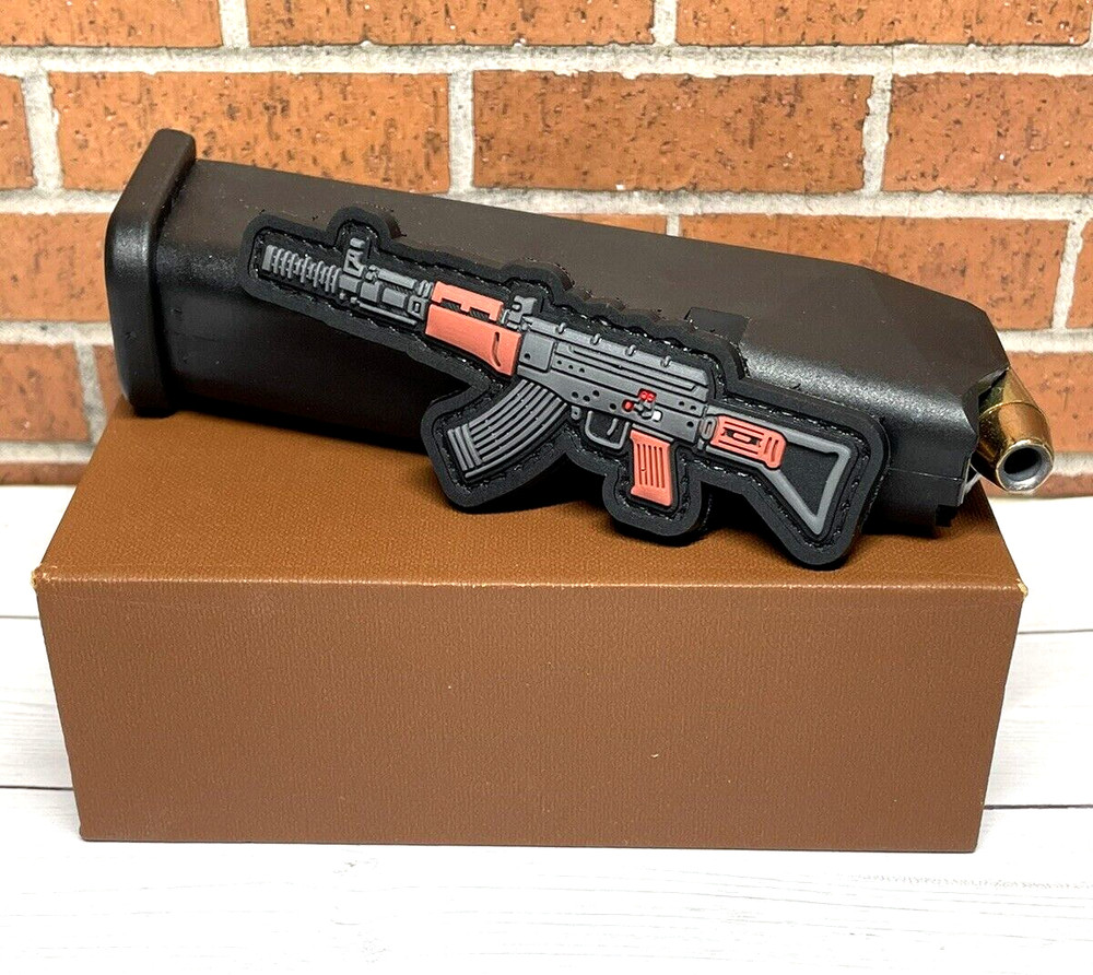 AK47 PVC Gun Patch - Tactical Assault Rifle Morale Patch - Hook and Loop