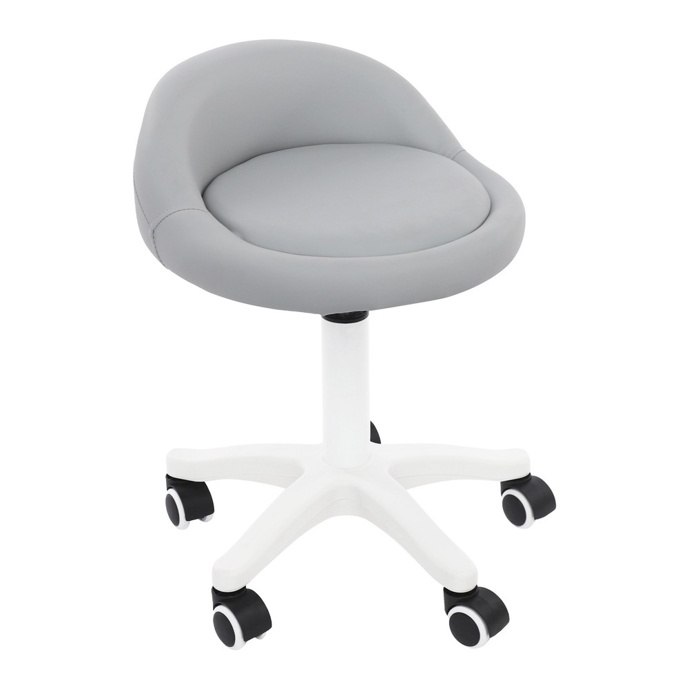 Adjustable Beauty Salon Chair Rolling Stool Rolling Stool with Low Backrest gray