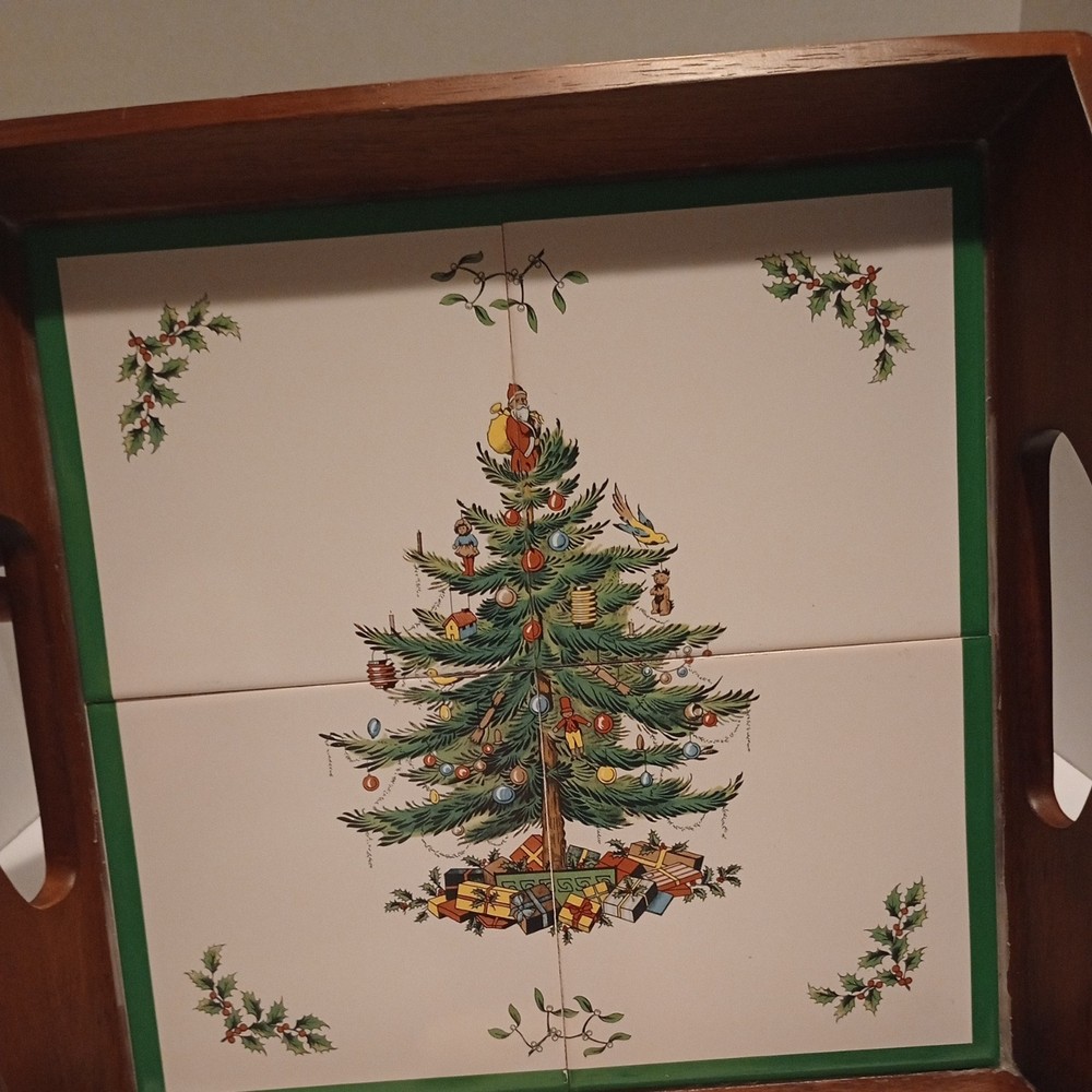 Christmas Tree Spode Four Tile Tray