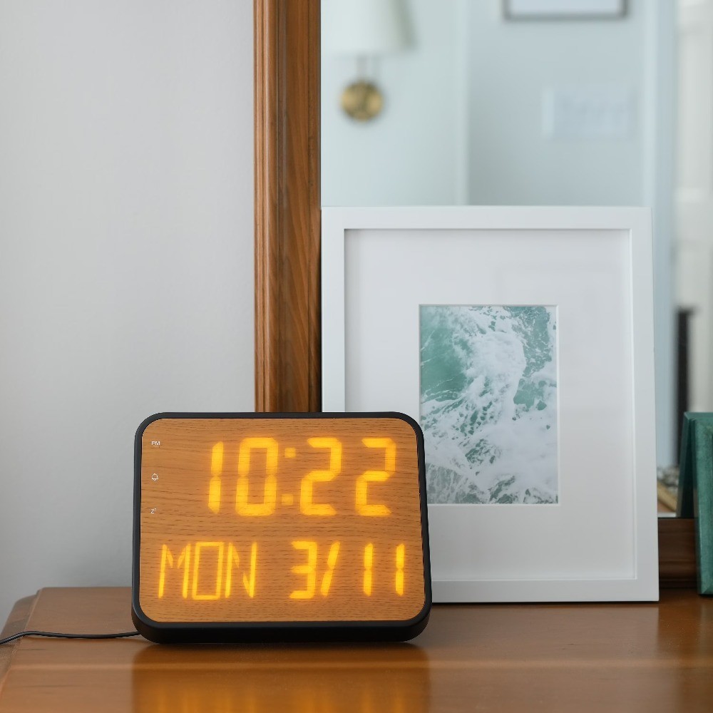 Modern Brown Digital Tabletop Clock with 9.00 Inch Display