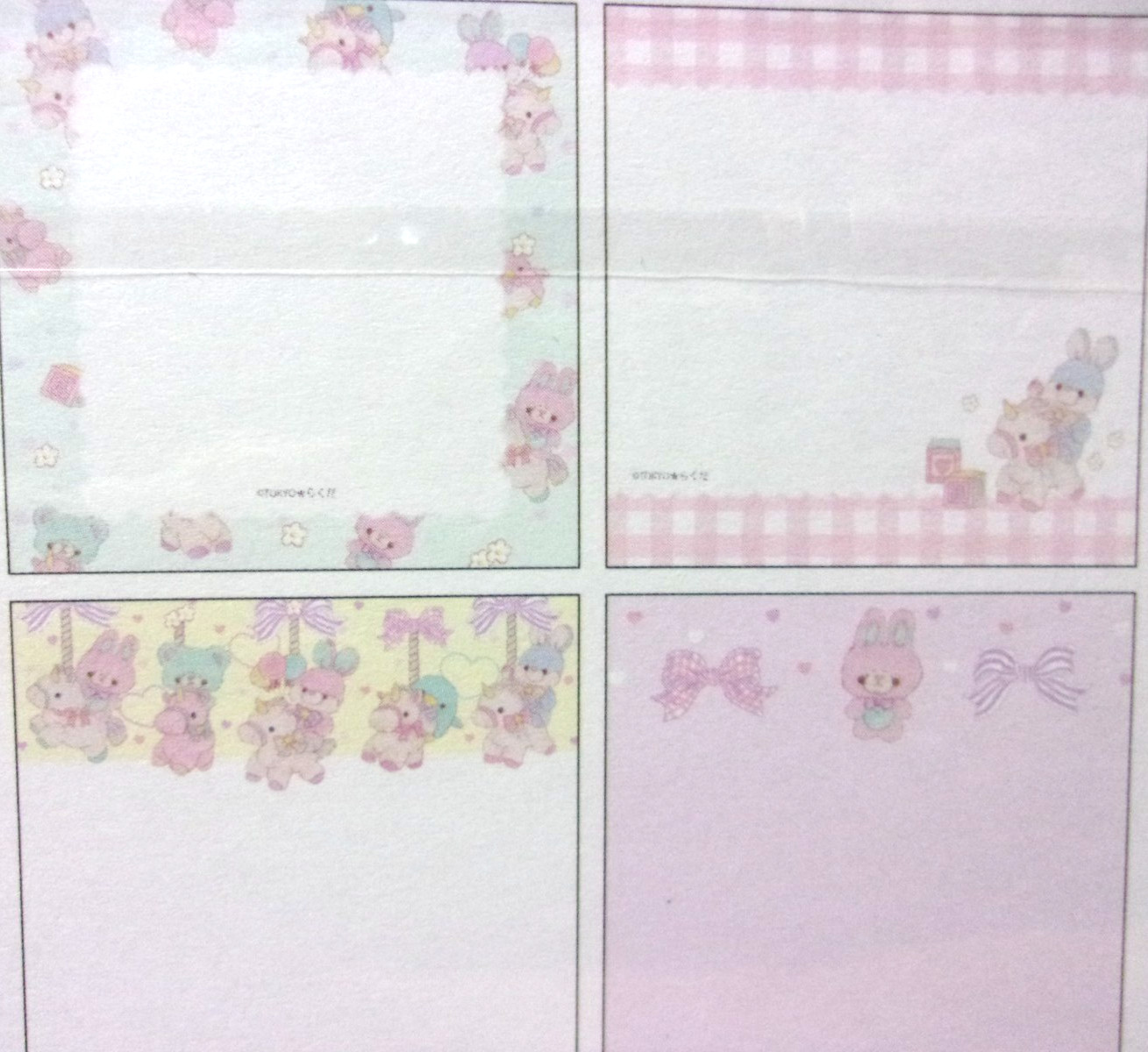 Humorlabo Amusement Park Rabbit Bear Square Memo Pad Made in Japan