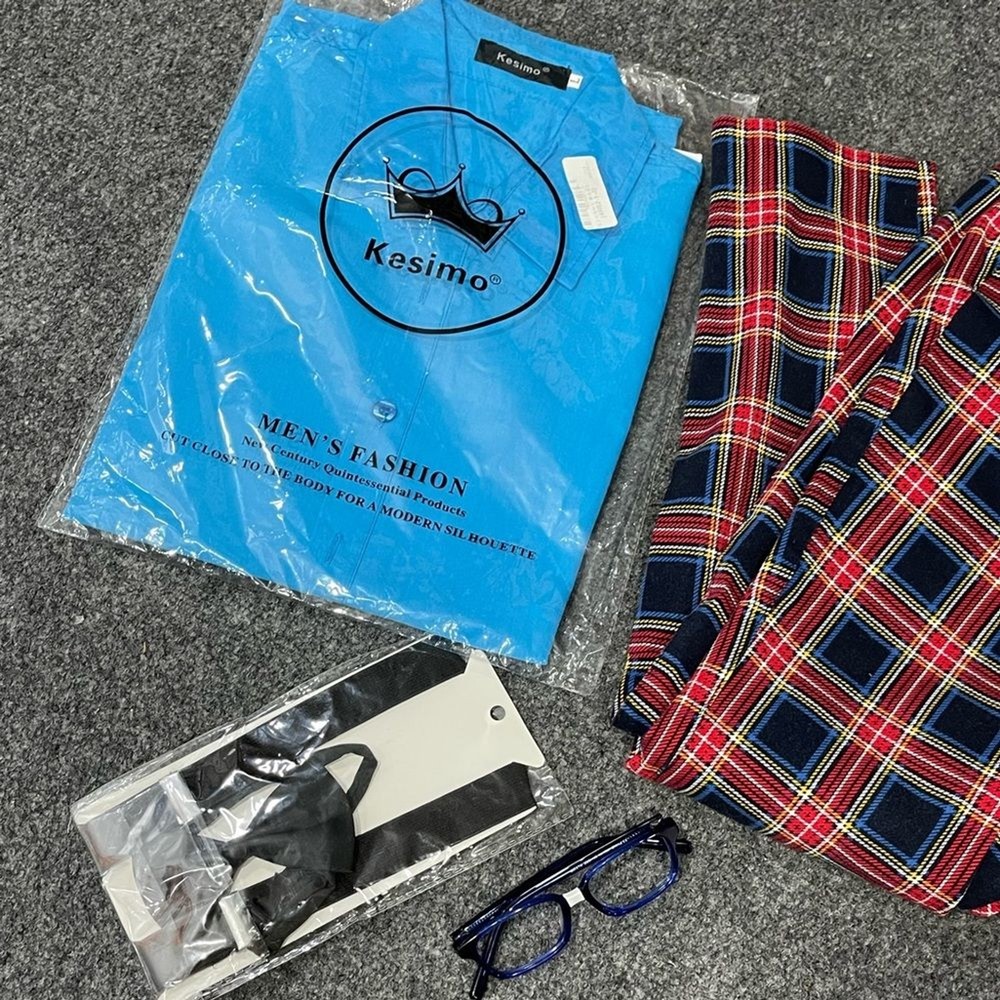*Custom Men's Plaid Nerdy Ned Sz L