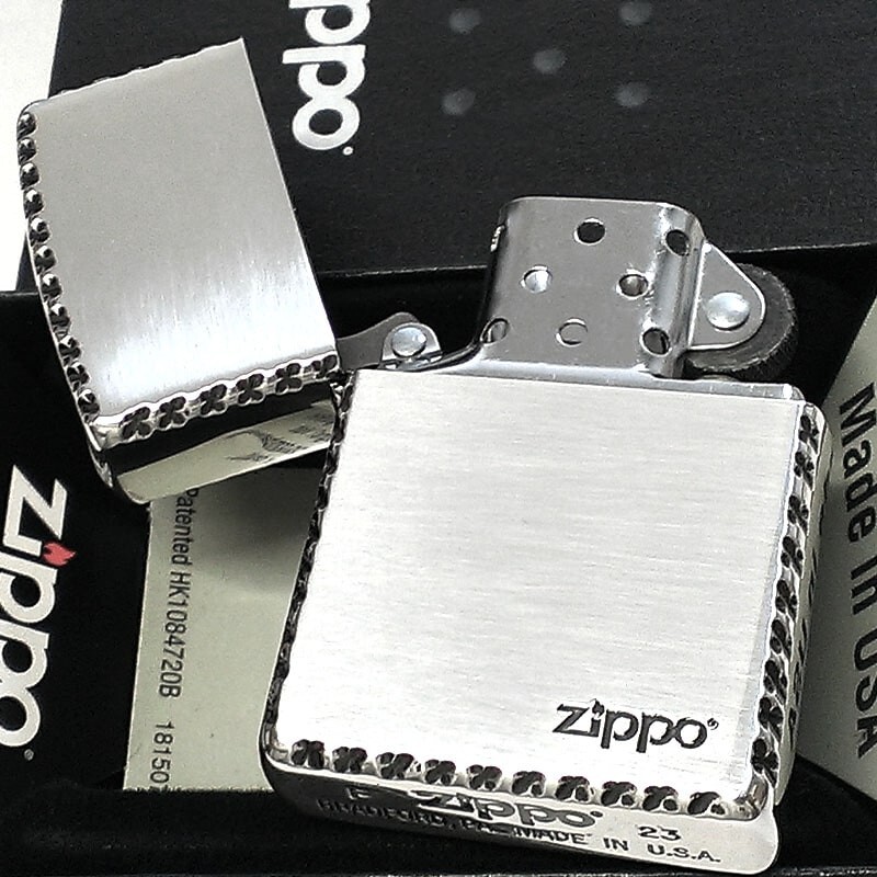 Zippo Logo Engraved Silver Ibushi Finish Double-Sided Processing Corner Router