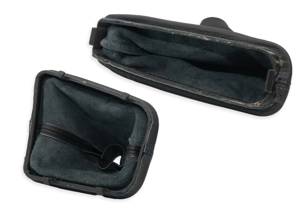 FOR BMW E46 GEAR SHIFT + HANDBRAKE GAITER LEATHER STITCHING GRAY + FRAME