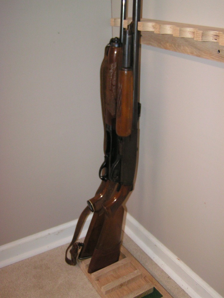 5 gun - Wood Closet Gun Rack with Floor Base - Solid Oak