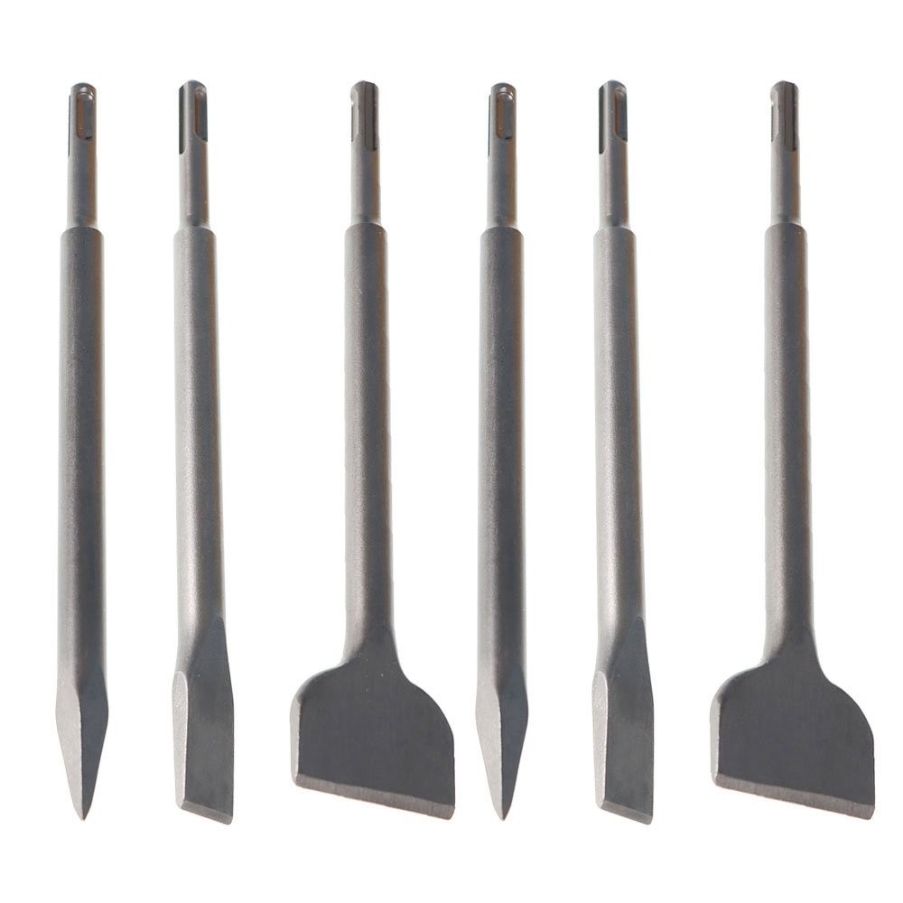 6Pcs Concrete Rotary Hammer Drill Chisel Set Includes Point Chisel & Flat Chisel