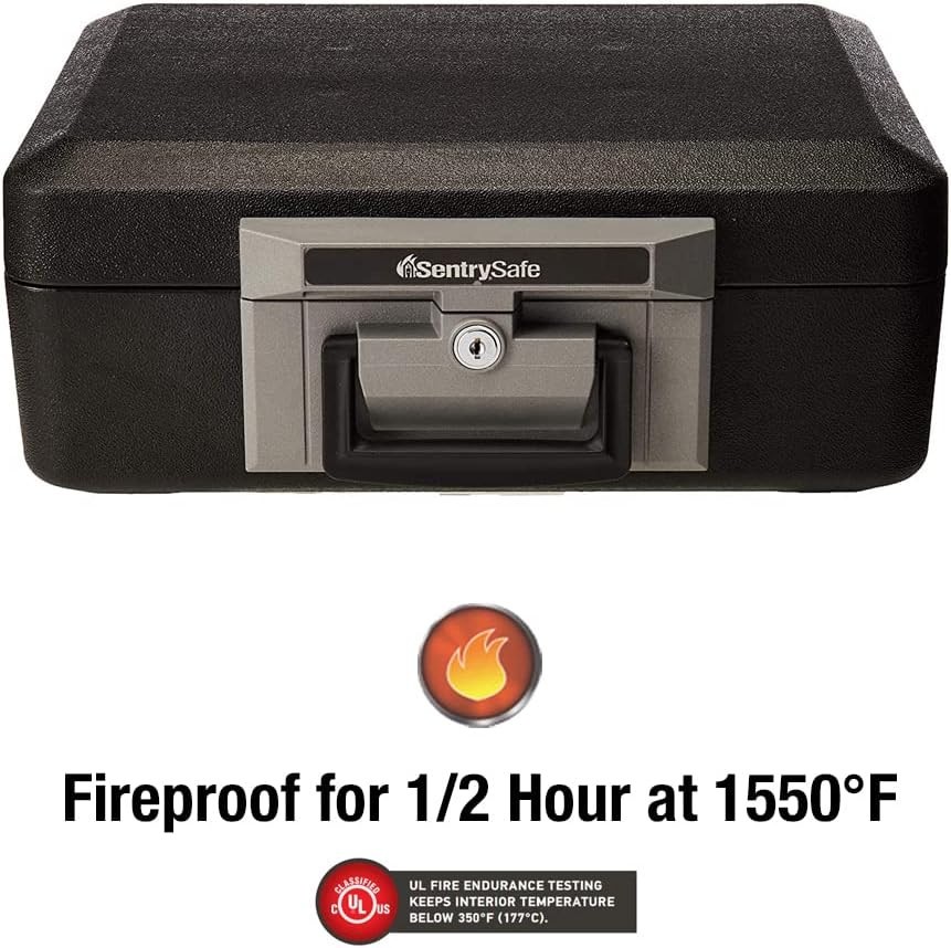 Fireproof Safe Box with Key Lock - Secure 0.25 Cu Ft Storage for Valuables