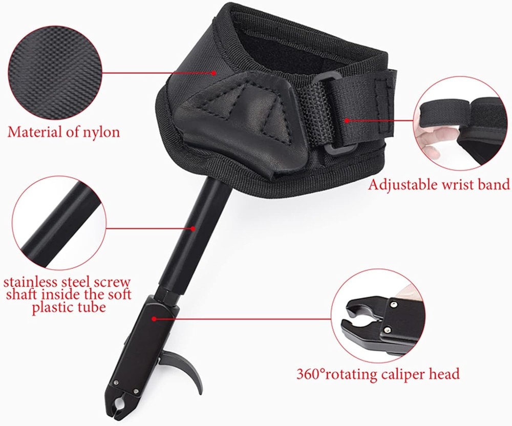 Elong Adjustable Archery Compound Bow Release Aid with Foldback Design- Black Wr