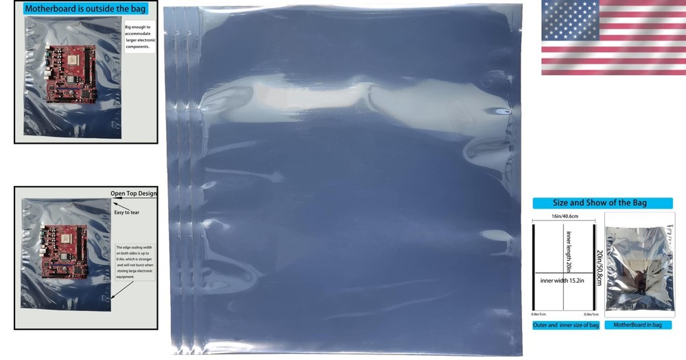 Anti-Static Bags for Electronics - 16x20in, 10pcs