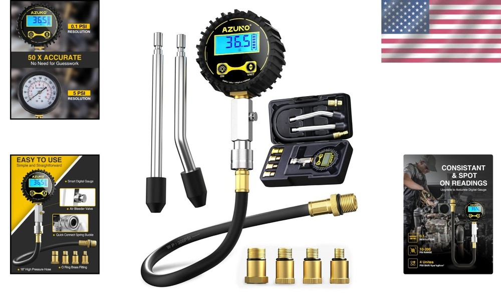 Precision Digital Compression Tester Kit 200 PSI - Complete Automotive Solution