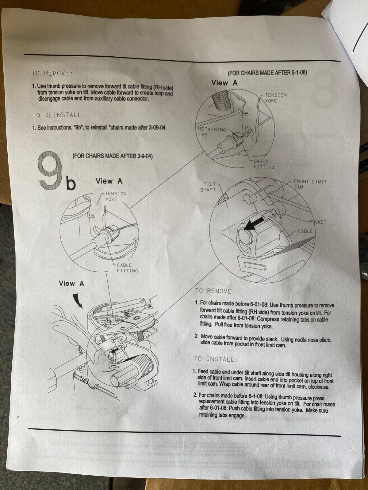 Herman Miller Aeron Chair Tilt Control Kit - New OEM (Genuine HM Parts)