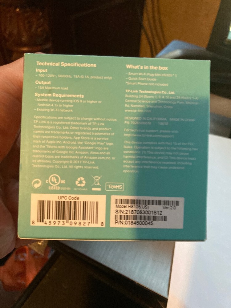 TP-LINK HS105 Plug-In Socket Controller BRAND NEW IN BOX