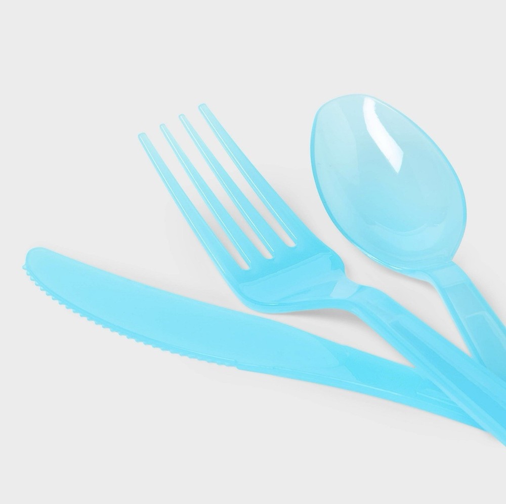 Two Boxes Sun Squad Blue Disposable Flatware 24ct Each