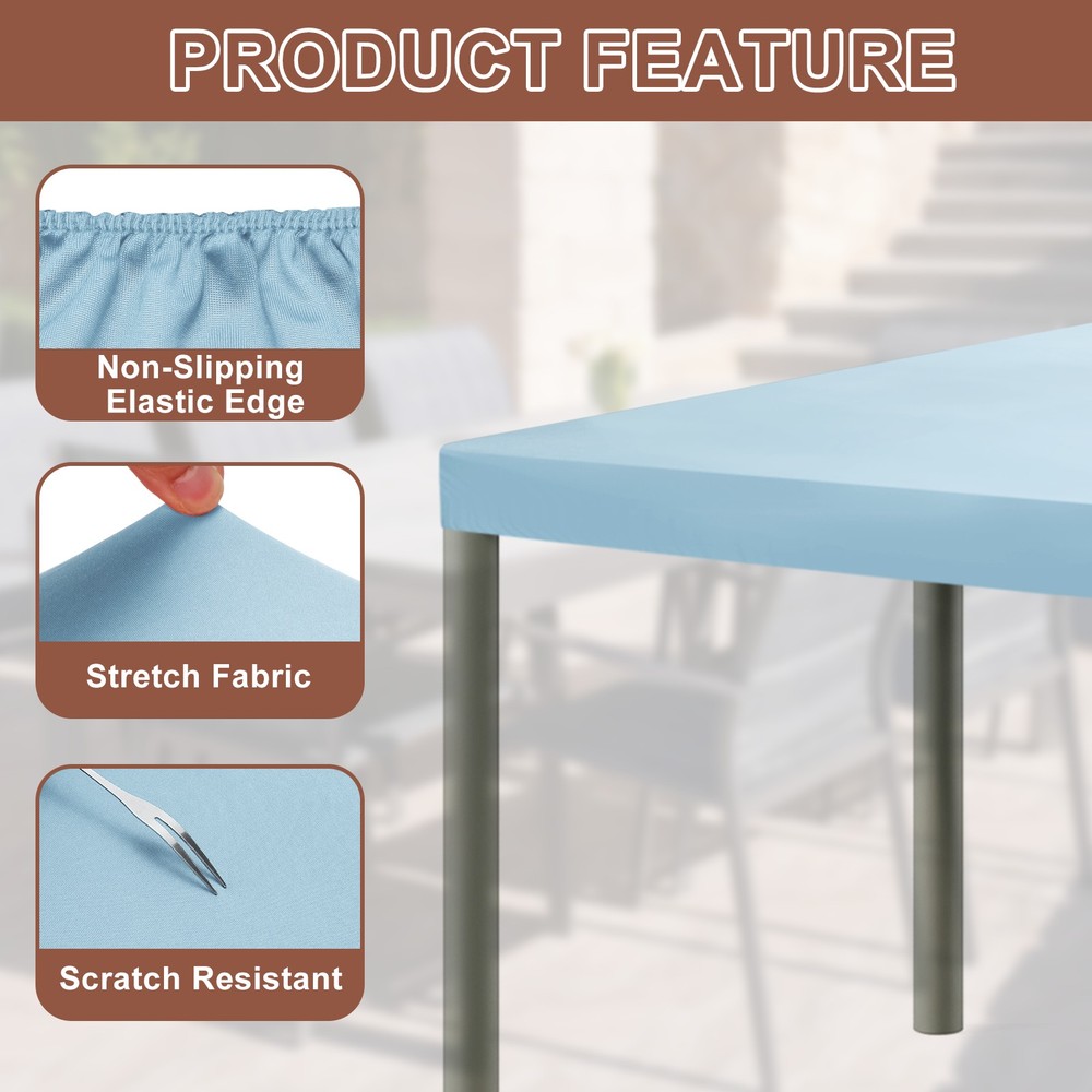 Fitted Tablecloth Fit 4ft Rectangle Table, Table Cover (48"x23", Sky Blue)