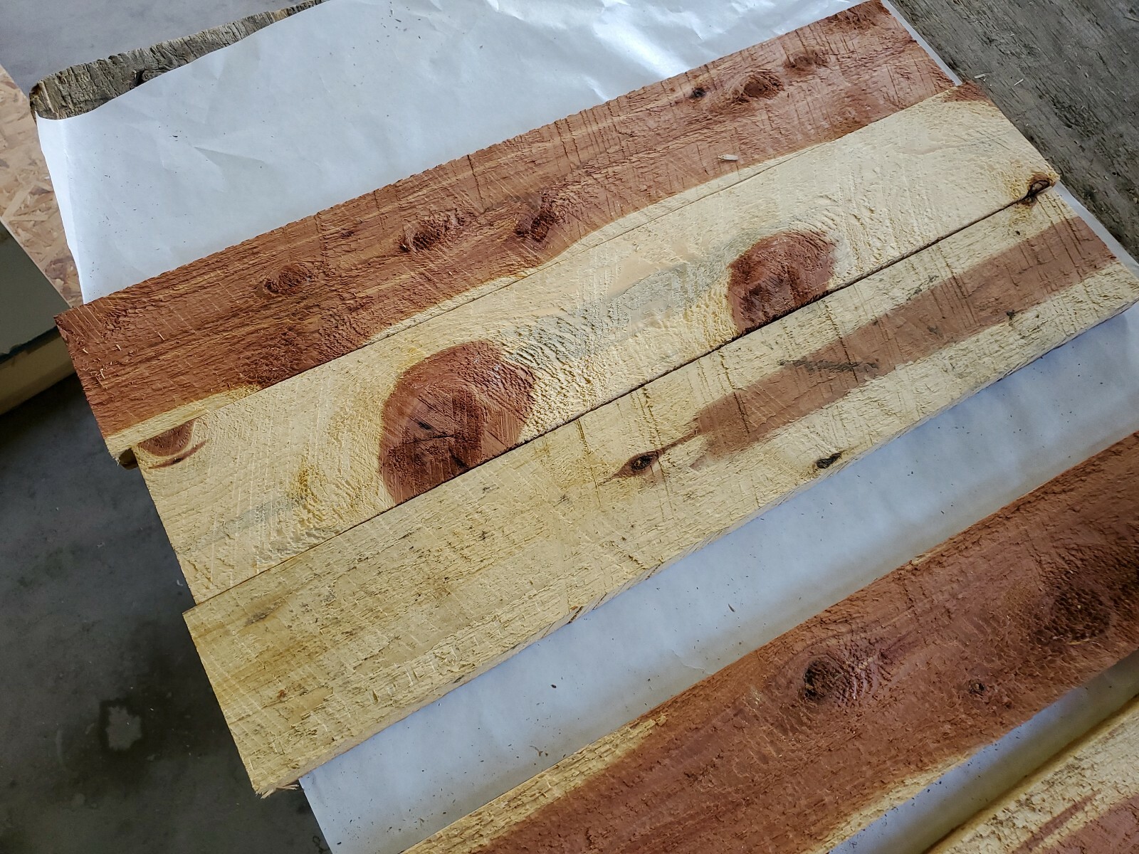 9 pcs. Aromatic Eastern Red Cedar Rough Cut 7/8" - 1" x 3 1/2" Boards 23-1/2" L