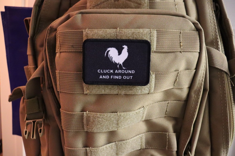 Cluck around and find out funny meme 2"x3" hook & loop tactical morale patch