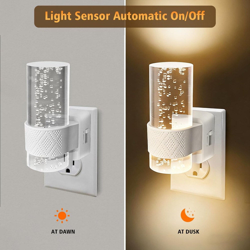 Night Lights Plug into Wall, 2 Pack Plug in Night Light with 0-100 LM Adjusta...