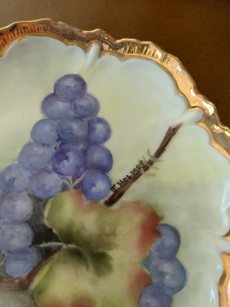 Hand Painted Plate With Grapes