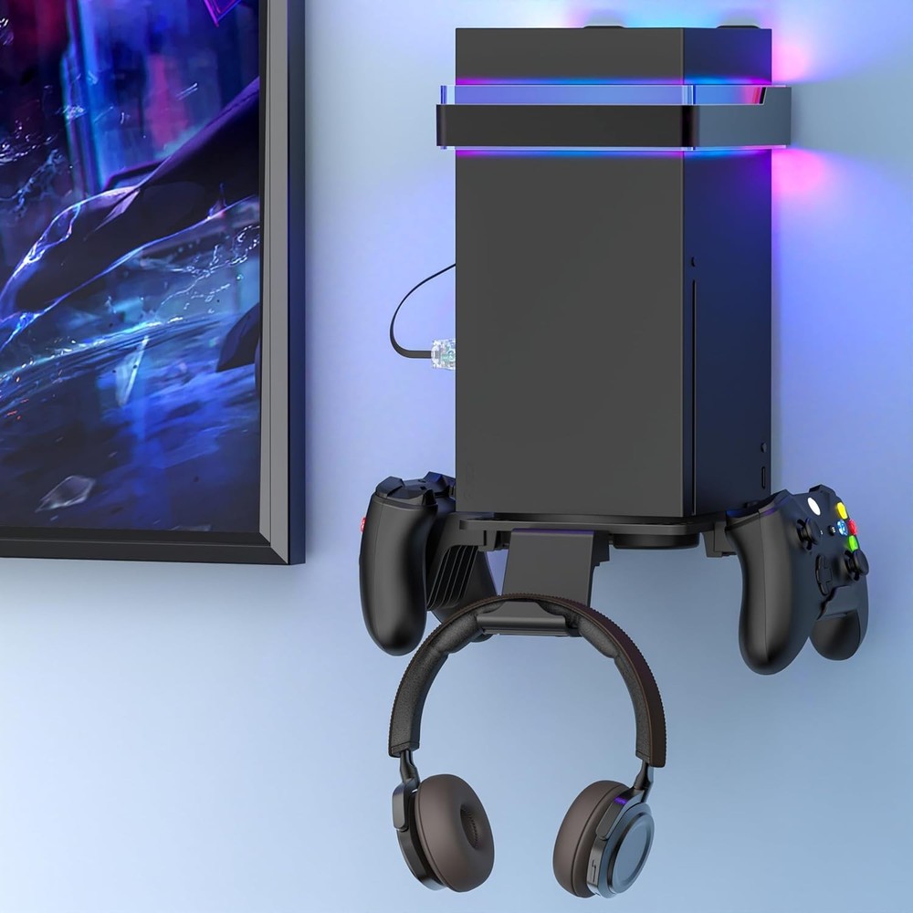 Wall Mount for Xbox Series X/S-Wall Mount Kit with 2 Controller Holder &1 Hea...