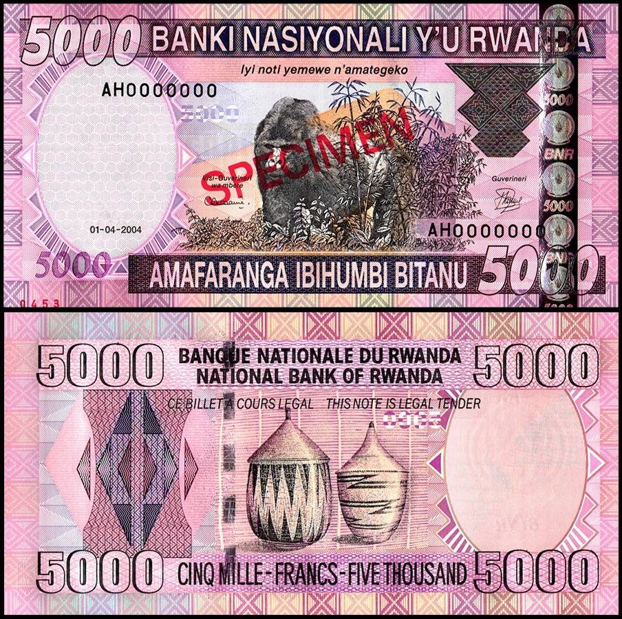 Rwanda 5000 Francs, 2004, P-33s, UNC, Specimen