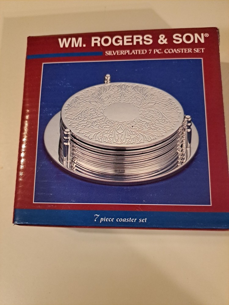 Wm. Roger’s & Son Silver Plated 7 PC. Coaster Set with Box