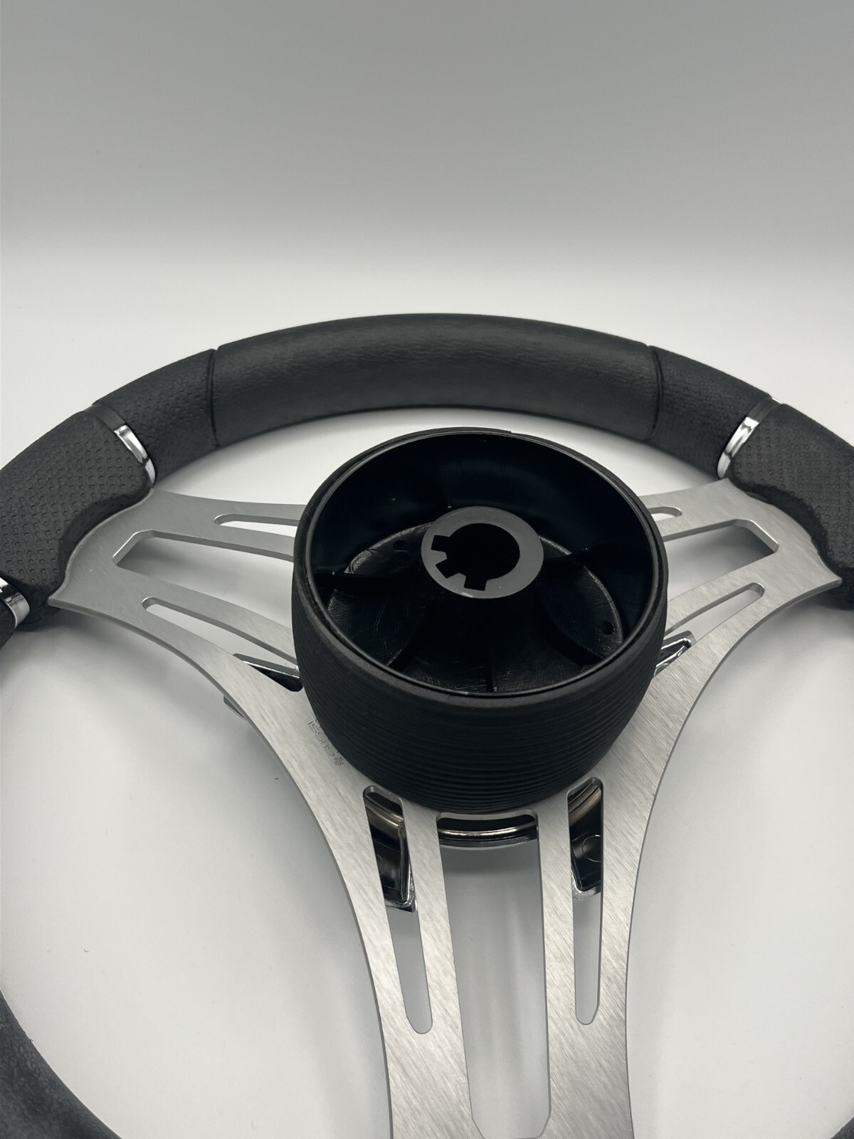 Verona Boat Steering Wheel Gray Brushed Aluminum Spokes KEYED or SPLINED HUB