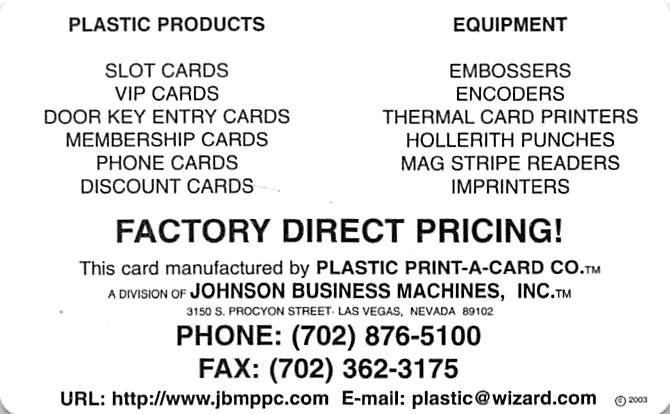 Plastic Print-A-Card Trade Show Sample Card