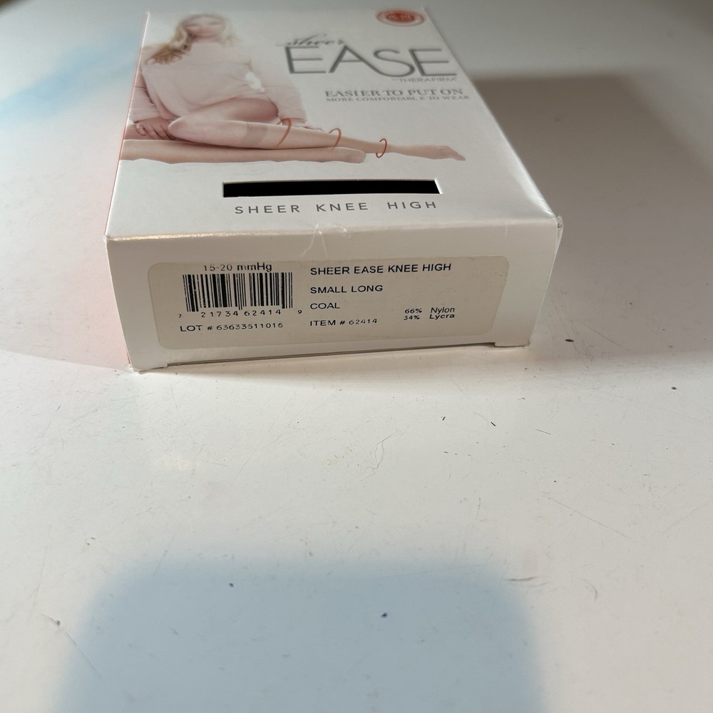 Sheer Ease Knee High Compression Stockings Small Long Coal