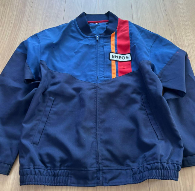 Retro Showa JDM ENEOS Oil Gas Station Staff Uniform Jacket Blue From Japan
