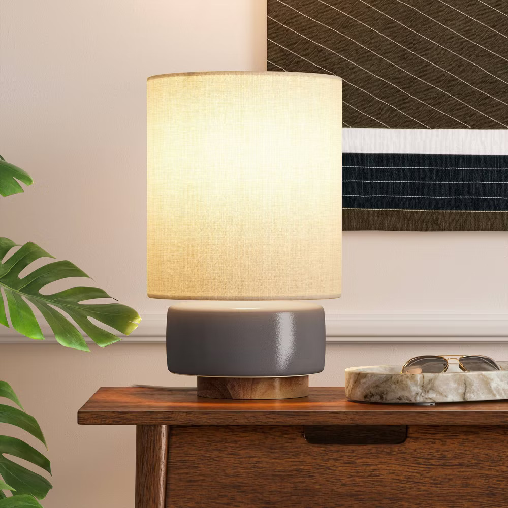Ceramic Table Lamp with Wood Base - Threshold