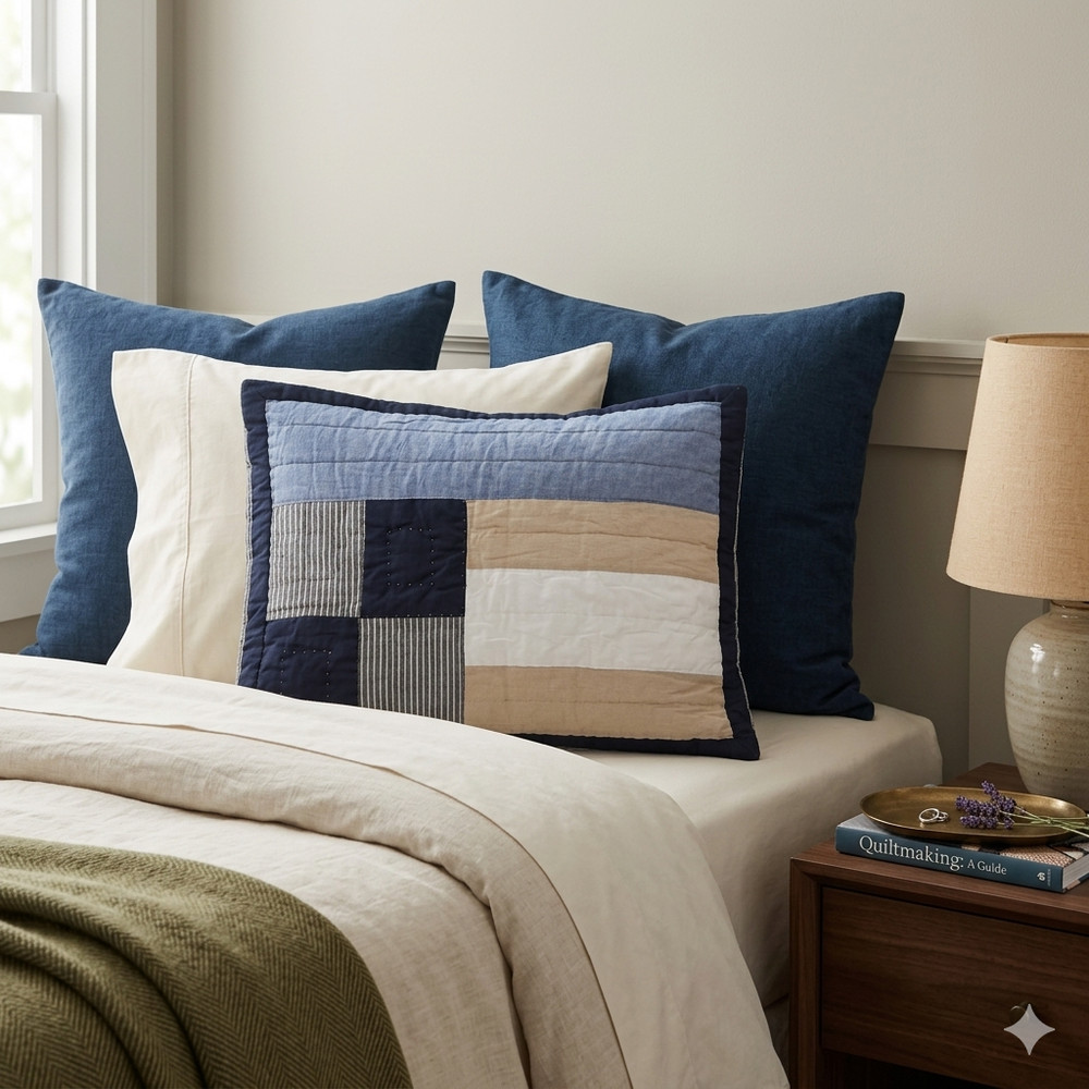 Handmade The Coastal Code Patchwork Queen Size Cotton Finished QUILT+2 Shams