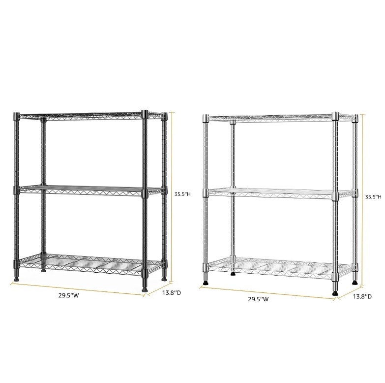 3-Tier Heavy Duty Shelving Shelves Storage Wire Rack Shelf 13.8"x 29.5" x 35.5"