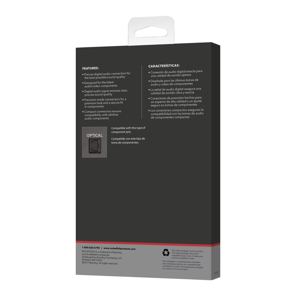 Rocketfish- 12' Toslink Optical Audio Cable - Black