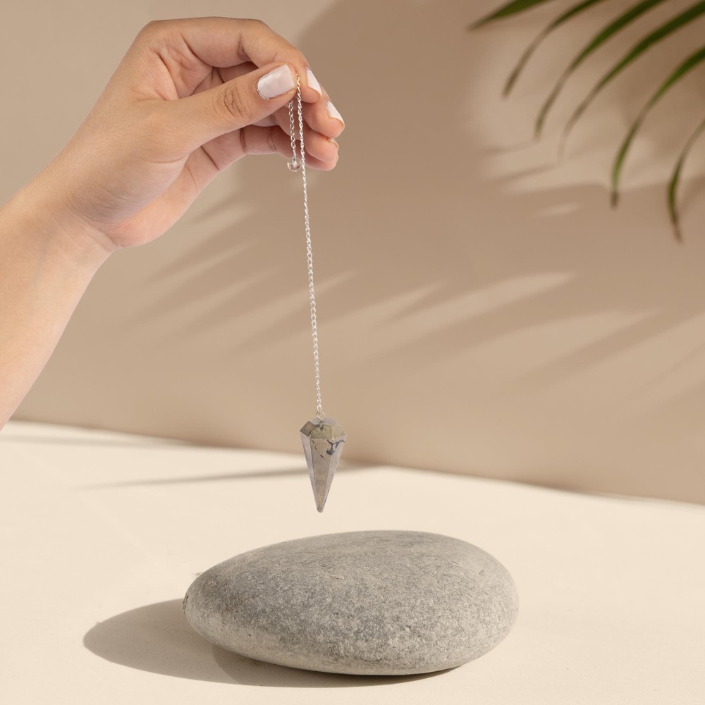 Pyrite Pendulum Crystal, Faceted Pendulum Divination Tools, Dowsing Pendulum Cry